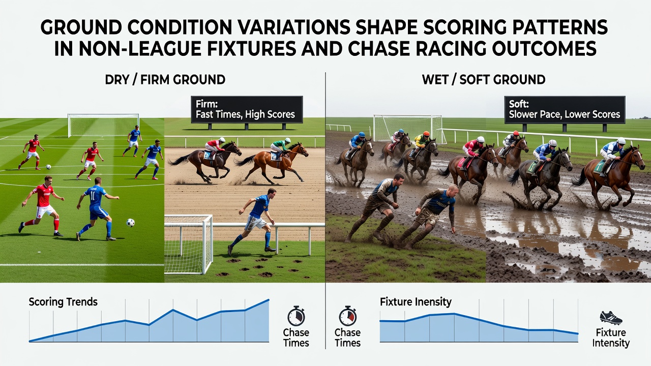 Chase horses navigating soft ground during a national hunt meeting