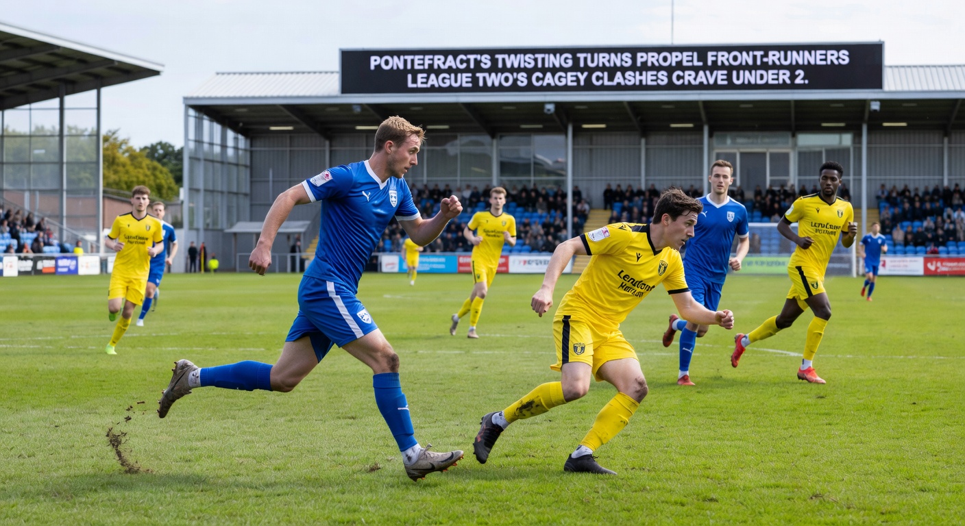 League Two players locked in a tense midfield battle during a goalless draw, encapsulating the league's cagey style